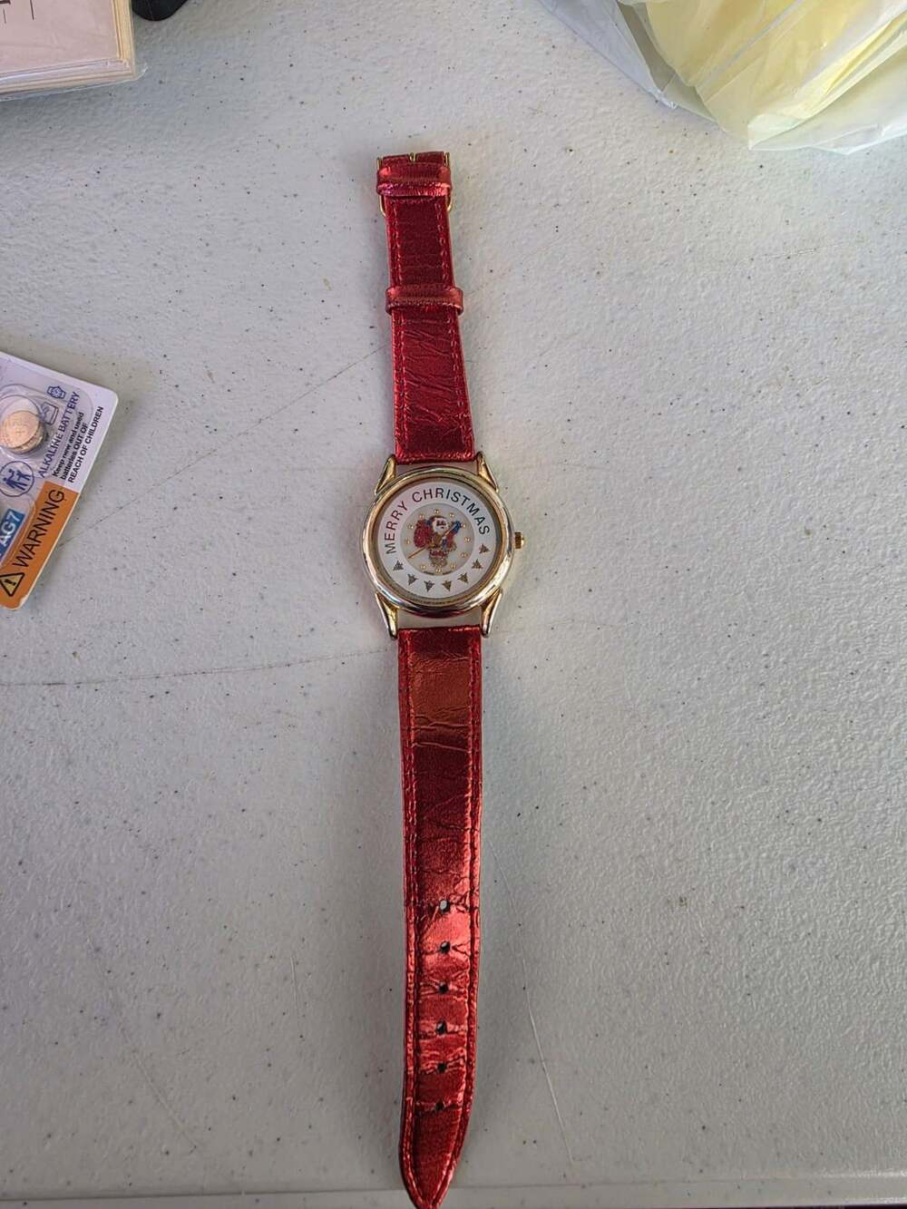 Details Merry Christmas Santa Watch Red Leather Strap